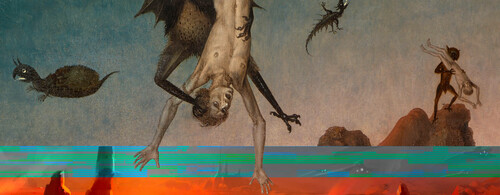 « La chute des damnés », Dieric Bouts, ca. 1450 | « Star Wars: Attack of the Clones (2002) », digital concept art, Ryan Church
