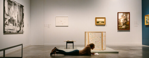 Student in de collectiepresentatie van museum M Leuven
