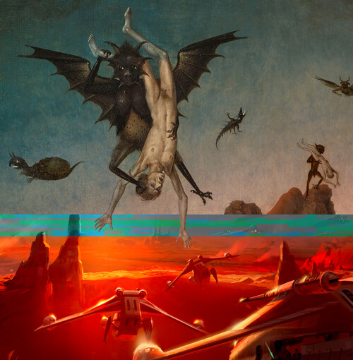 ‘De val van de verdoemden’, Dieric Bouts, ca. 1450 | ‘Star Wars: Attack of the Clones (2002)’, digital concept art, Ryan Church