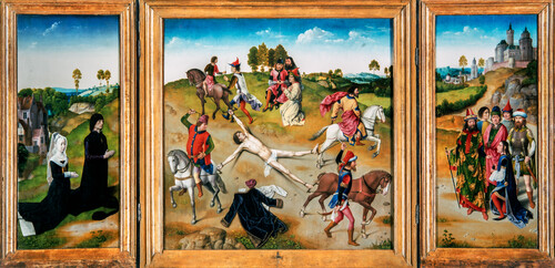 ‘Triptiek met de marteling van de heilige Hippolytus’, (Atelier van) Dieric Bouts en Hugo van der Goes, ca. 1475 (centraal paneel en rechterluik) en ca. 1479 (linkerluik), Brugge, Sint-Salvatorkathedraal