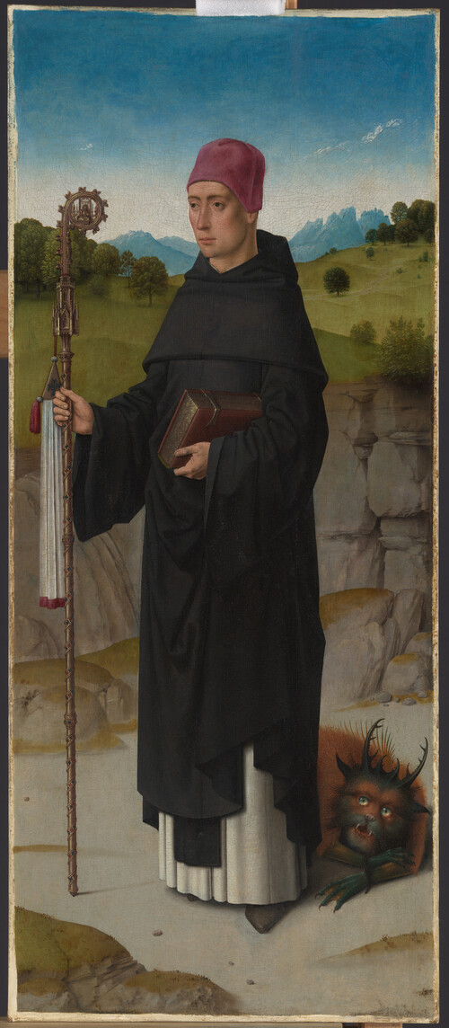 Marteling van de heilige Erasmus met de heiligen Hiëronymus en Bernardus (rechterpaneel - open)