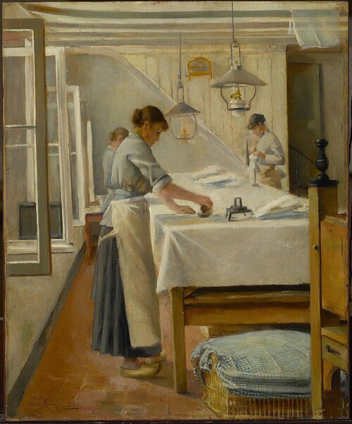 Karl Meunier, Strijksters, olie op doek, 1884 © M-Museum Leuven