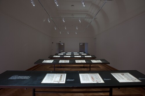Installatiezicht Bijbel van Anjou © M-Museum Leuven | foto: Bruno Vandermeulen