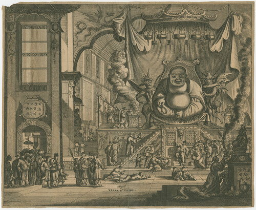 olfert_dapper_aanbidding_boedabeeld_chinese_tempel_kopergravure