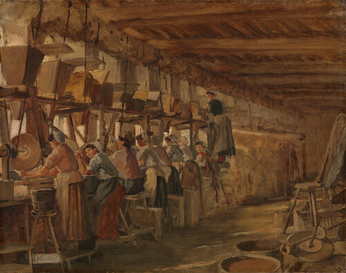 Constantin Meunier, ‘Het kristalslijpatelier van Val Saint Lambert’, ca. 1878, M Leuven