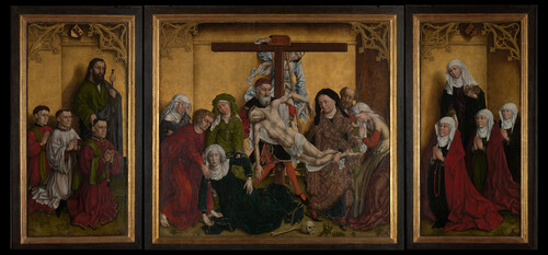 Naar Rogier Van der Weyden, ‘Edelheeretriptiek’, 1443, M Leuven – Sint-Pieterskerk