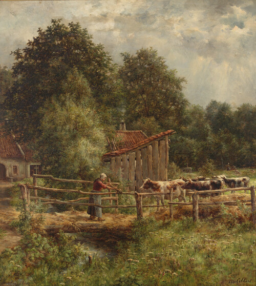 ‘Veehoedster met koeien’, Marie Collart, ca. 1860-1910, olieverf op canvas, collectie M Leuven