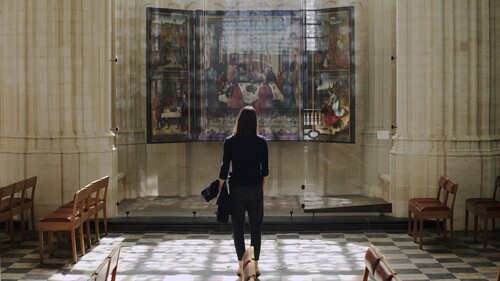 Jill Magid, 'The Migration of The Wings', two-channel digital video, sound (in progress), film still, 2023