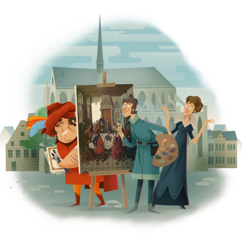 Illustratie voor het hoorspel 'Dieric Dinges Bouts'