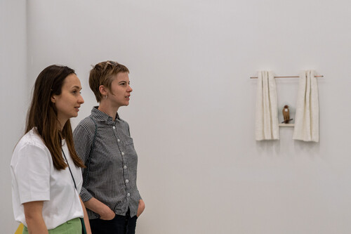 Kunstenaar en curator in tentoonstellingszalen