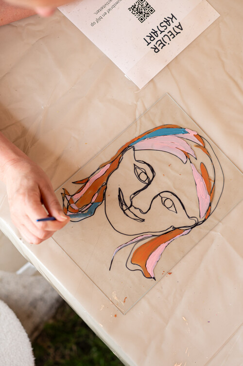 Familieworkshop portret op glas maken