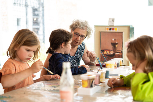 Workshop portret op glas maken in de tuin van M Leuven