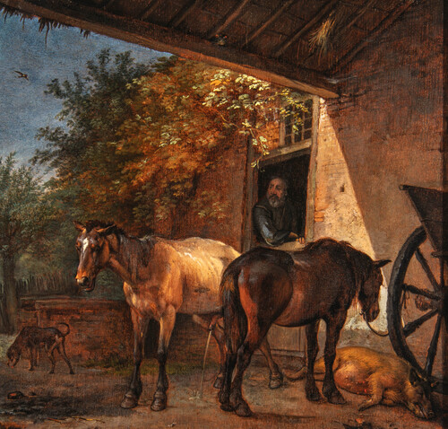 ‘Grange ouverte avec deux chevaux de trait’, Paulus Potter