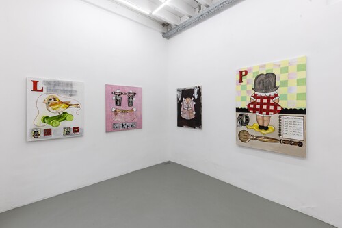 Zaalzicht ‘Three Truths One Lie’, Ellen Dhondt, Pizza Gallery, 2024, foto: Anneke D'hollander